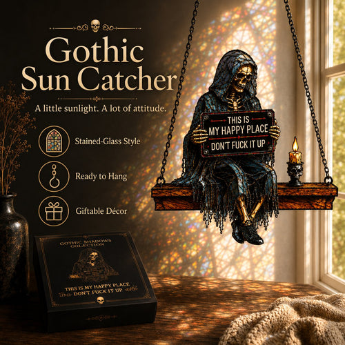 💥 LAST DAY 57% OFF - 🖤 Gothic Skeleton Sun Catcher 💀 Handmade Stained Glass Suncatcher